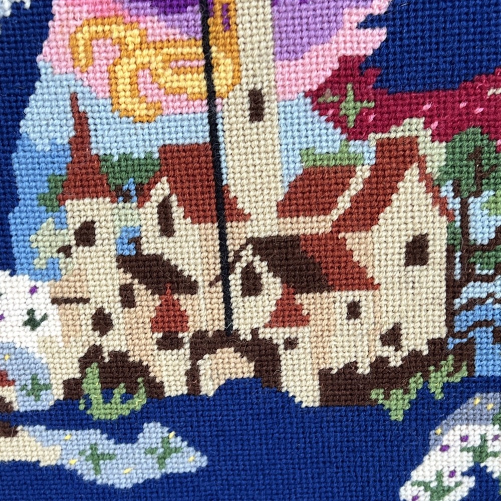 VTG 1970s Unicorn Fantasy Needlepoint Framed Art 18x20 Handmade Wall Decor EUC - Picture 7 of 12